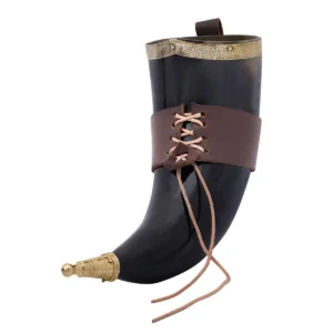 Norse Drinking Horn with Leather Holder