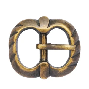 Ridged Center Loop Brass Belt Buckle