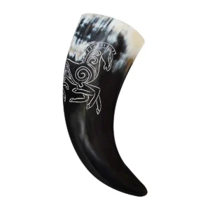 Engraved Horse Sigil Drinking Horn