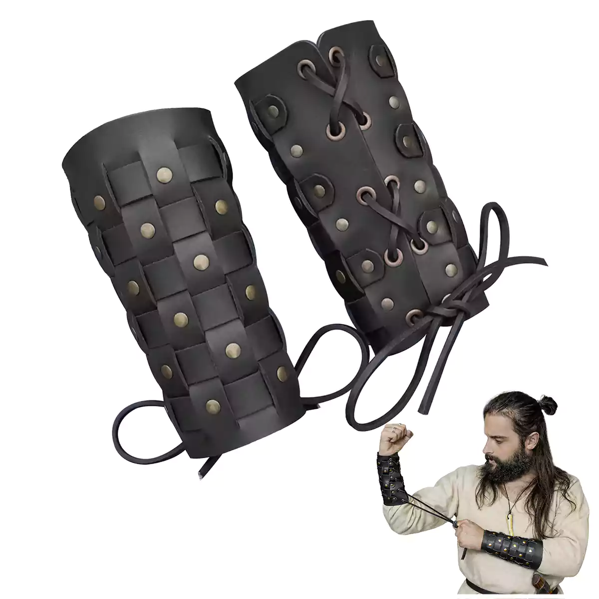701786BK-Featured-1 Navarro Leather Bracers