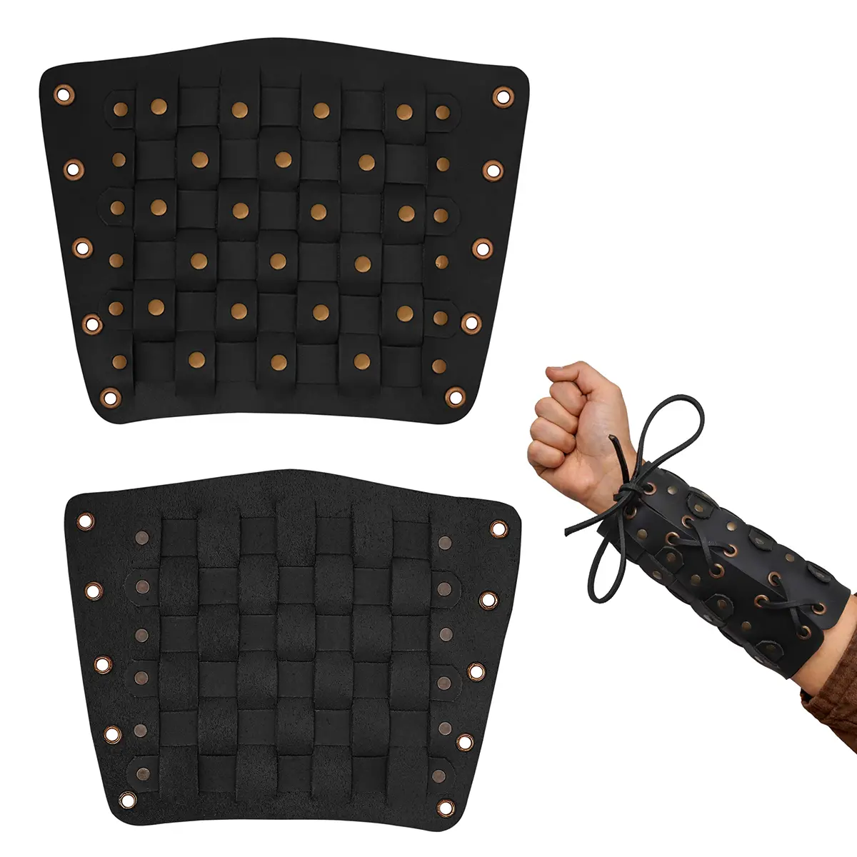 701786BK-Featured Navarro Leather Bracers