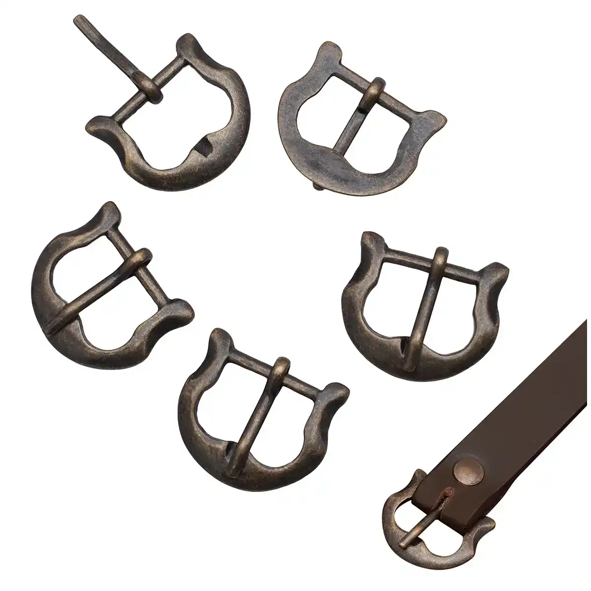 Late Medieval Antique Brass Buckle Set of 5