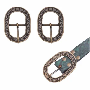 Floral Antique Brass Belt Buckle Set, 3 Set
