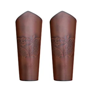 Genuine Leather Bracers with Embossed Fantasy Dragon Design