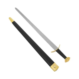 Hand-Forged Viking Steel Sword with Brass Pommel & Leather Scabbard – Collector’s Display Sword