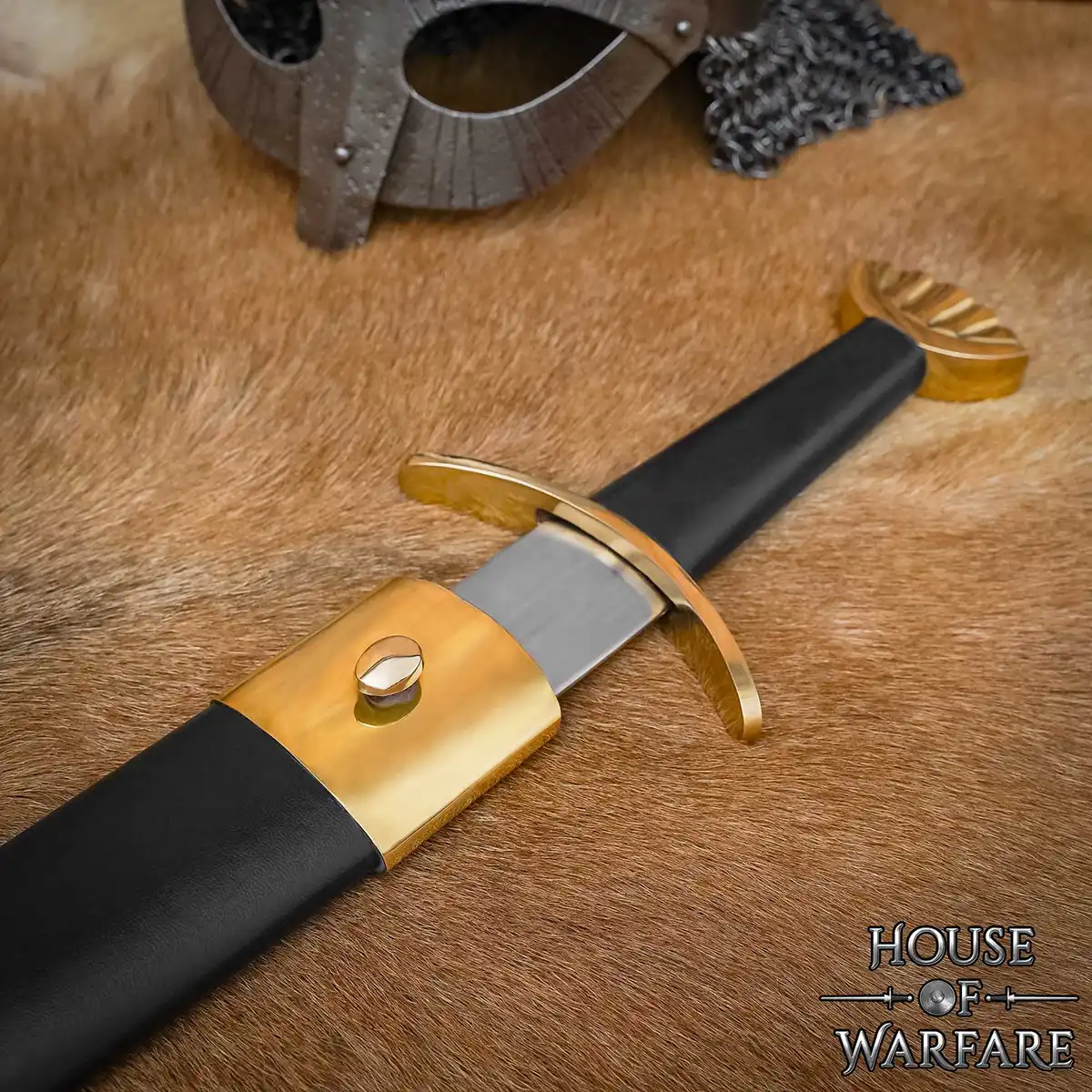 Hand-Forged Viking Sword with Brass Pommel & Leather Scabbard – Collector’s Display Sword - Image 5
