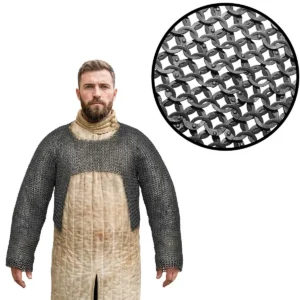 Half Hauberk Chainmail 9mm Flat Ring Round Rivets with Alternate Flat Solids