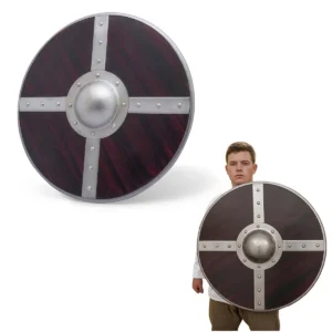 Viking Wooden Shield with Steel Umbo and Fittings