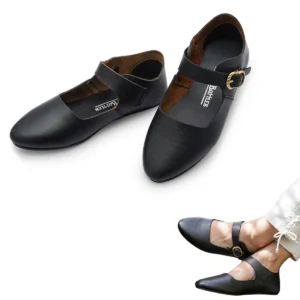 Medieval Latchet Shoes with Brass Buckle