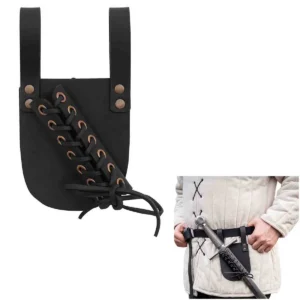 Adjustable Leather Sword Frog – Cross Draw | Black & Brown Belt Mount