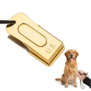 Brass Dog Training Clicker With Leather Cord