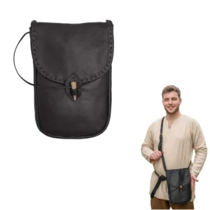 Medieval Leather Cross Body Bag with Horn Toggle