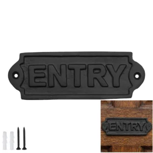 Solid Forged Iron Vintage Entry Sign for Doors Handmade Hardware Accessory
