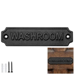Solid Forged Iron Vintage Washroom Sign for Doors Handmade Hardware Accessory