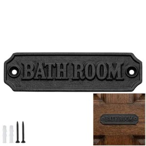Solid Forged Iron Vintage Bathroom Sign for Doors Handmade Hardware Accessory