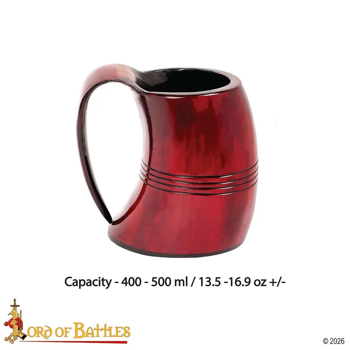 Horn Tankard – Viking Crimson Ox Horn Beer Mug - Image 3