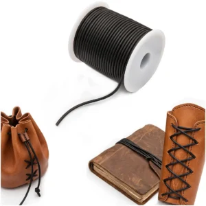 Round Leather Cord Spool Genuine Leather for Crafts and Repairs 25 Meter