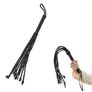 Medieval Whip Hand Braided Black
