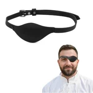 Genuine Leather Pirate Eye Patch – Adjustable Black Eye Cover for Costumes, LARP & Pirate themes
