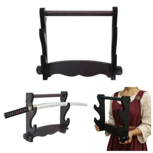 Two-Tier Wall Mount Wooden Sword Display Stand