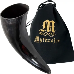 Mythrojan Viking Drinking Horn Authentic Medieval Inspired Viking Wine/Mead Mug 500ml
