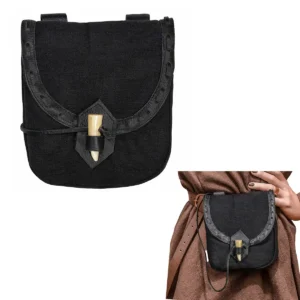 Medieval Canvas Belt Pouch with Horn Toggle