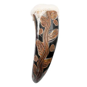 Engraved Floral Norse Drinking Horn