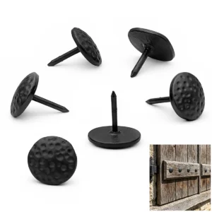 Nails Iron Long Round Clavos Decorative Nails, Hand Forged, Natural Oil Blackened Finish, Set of 6 Pcs