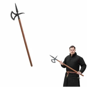 16th Century Medieval Halberd, Hand Forged Carbon Steel Polearm with wood Shaft- Combat, LARP, Display