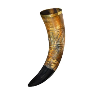 Burned Engraved Viking Horn