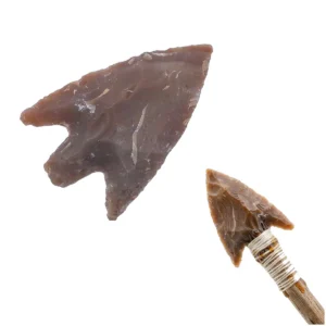 Historic Flint Stone Stemmed Hunting Arrowhead Brown 4cm