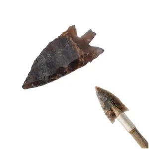 Historic Flint Stone Stemmed Hunting Arrowhead Brown 4.8cm
