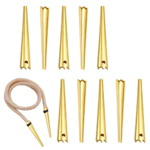 Medieval Brass Aiglets Set Castle-Top Design - 10 pcs