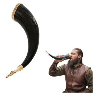 Natural Medieval Drinking Horn Triple Horn of Odin