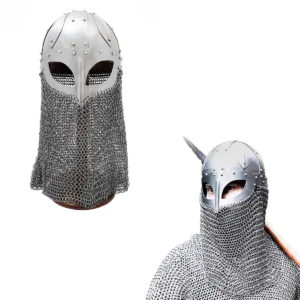 Handmade Viking helmet with Chainmail Camail