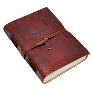 Leather Bound Journal Rampant Lion with Handmade Paper