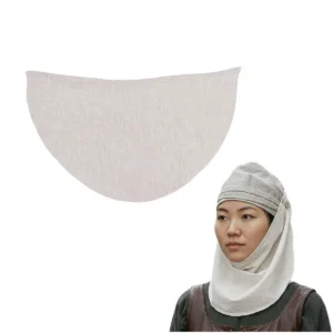 Medieval Linen Half-Moon Wimple – Natural Linen Head Covering