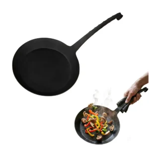 Medieval Hand-Forged Iron Camping Pan, Rustic Outdoor Cooking Pan