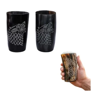Viking Wolf Horn Tumbler Set of 2