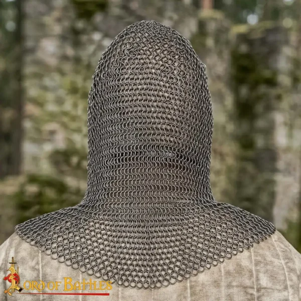Stunning Medieval Chainmail Coif V-Face 9mm Spring Steel