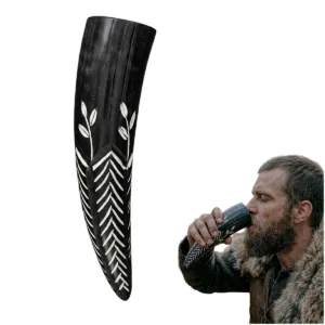 Engraved Norse Drinking Horn